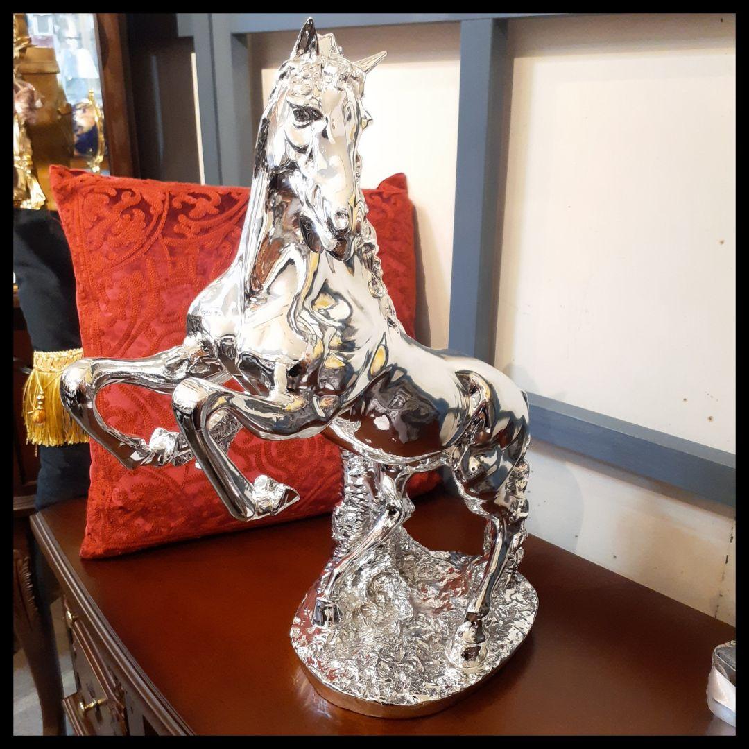 輸入雑貨　イタリアンクラッシック　『シルバーホース』　馬オーナメント　エレガント