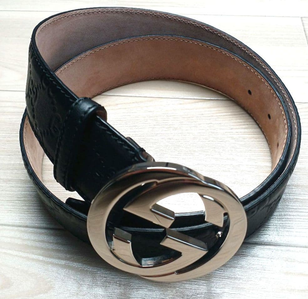 GUCCIベルト インターロッキング ブラック シルバー グッチシマ ほぼ未使用