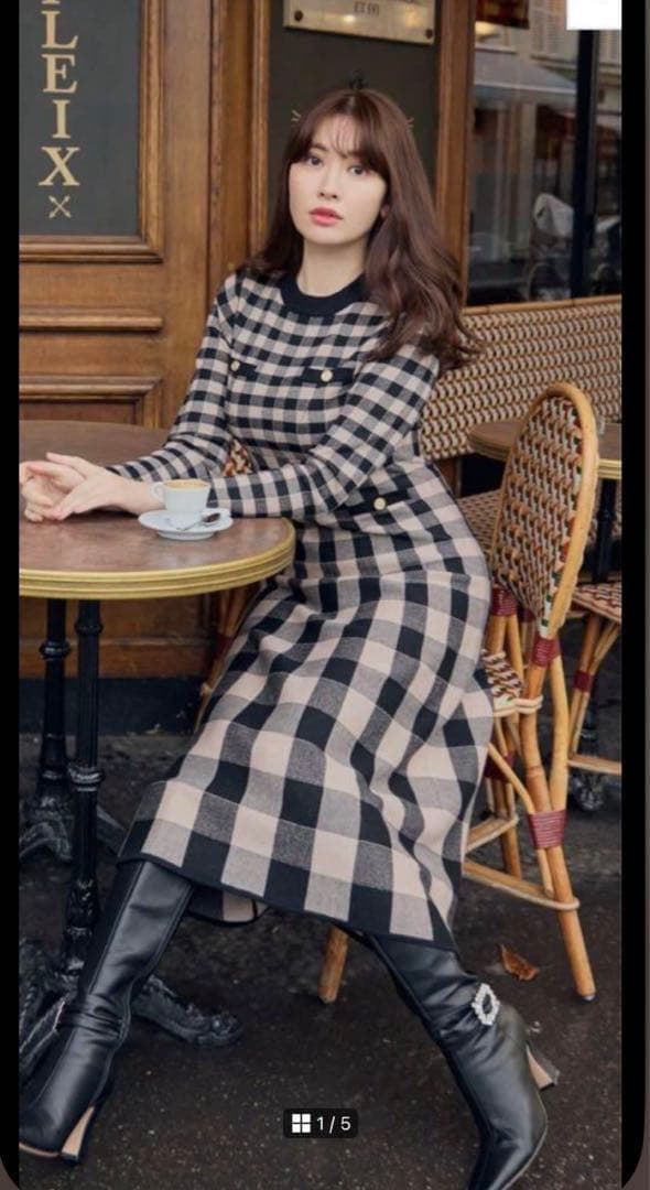 Her lip to チェック柄ワンピース M