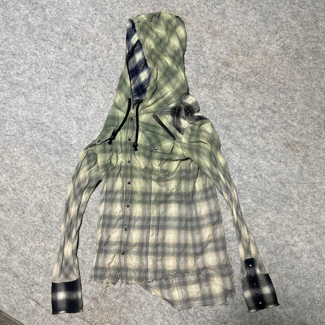 LGB フード付きチェックネルシャツ