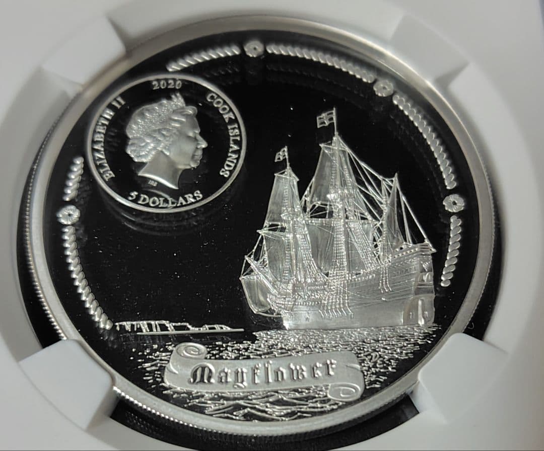 最高鑑定 2020年 クック諸島 銀貨 NGC PL70 メイフラワー号 
