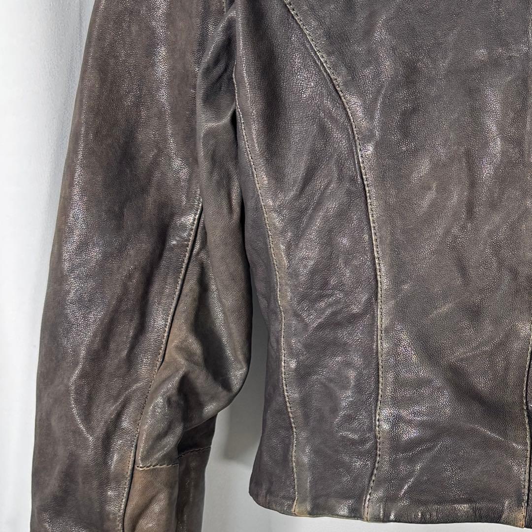 オールセインツ ラムレザー ブロケード クロップド ナポレオン ジャケット