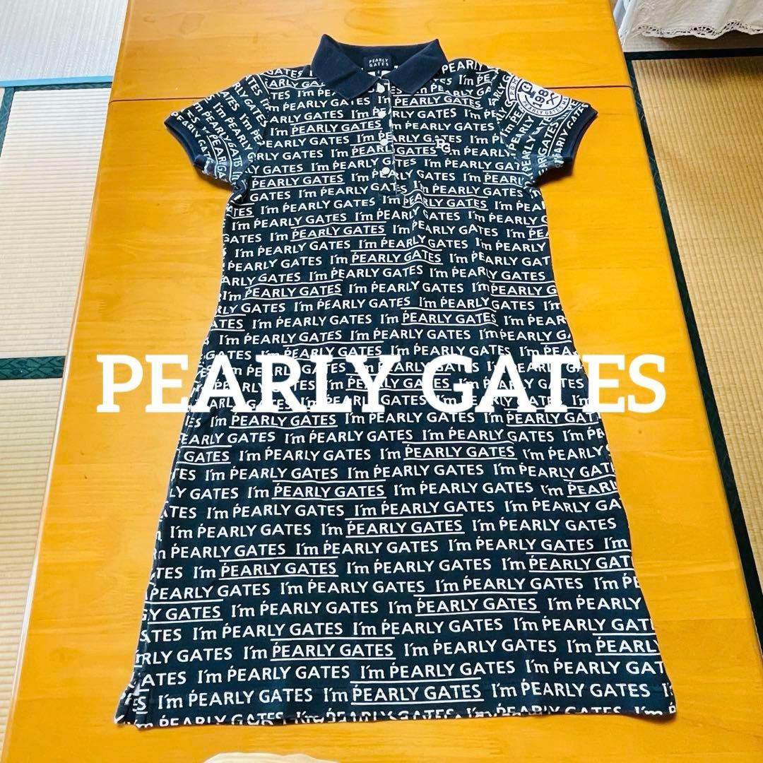 パリーゲイツ PEARLY GATES ポロワンピース 刺繍 ワッペン 紺