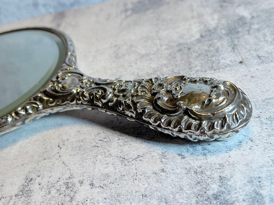 英国製　アンティーク　手鏡　ミラー　イギリス　antique silver