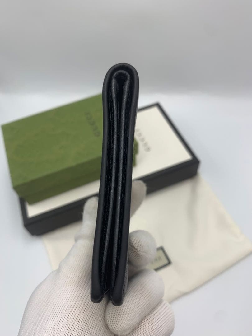 GUCCI 二つ折り財布 GGマーモント グッチ レザー ブラック 黒