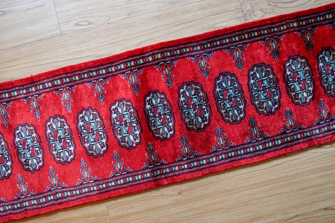 161×34cm トルクメン ボハララグ 手織り絨毯 ランナー