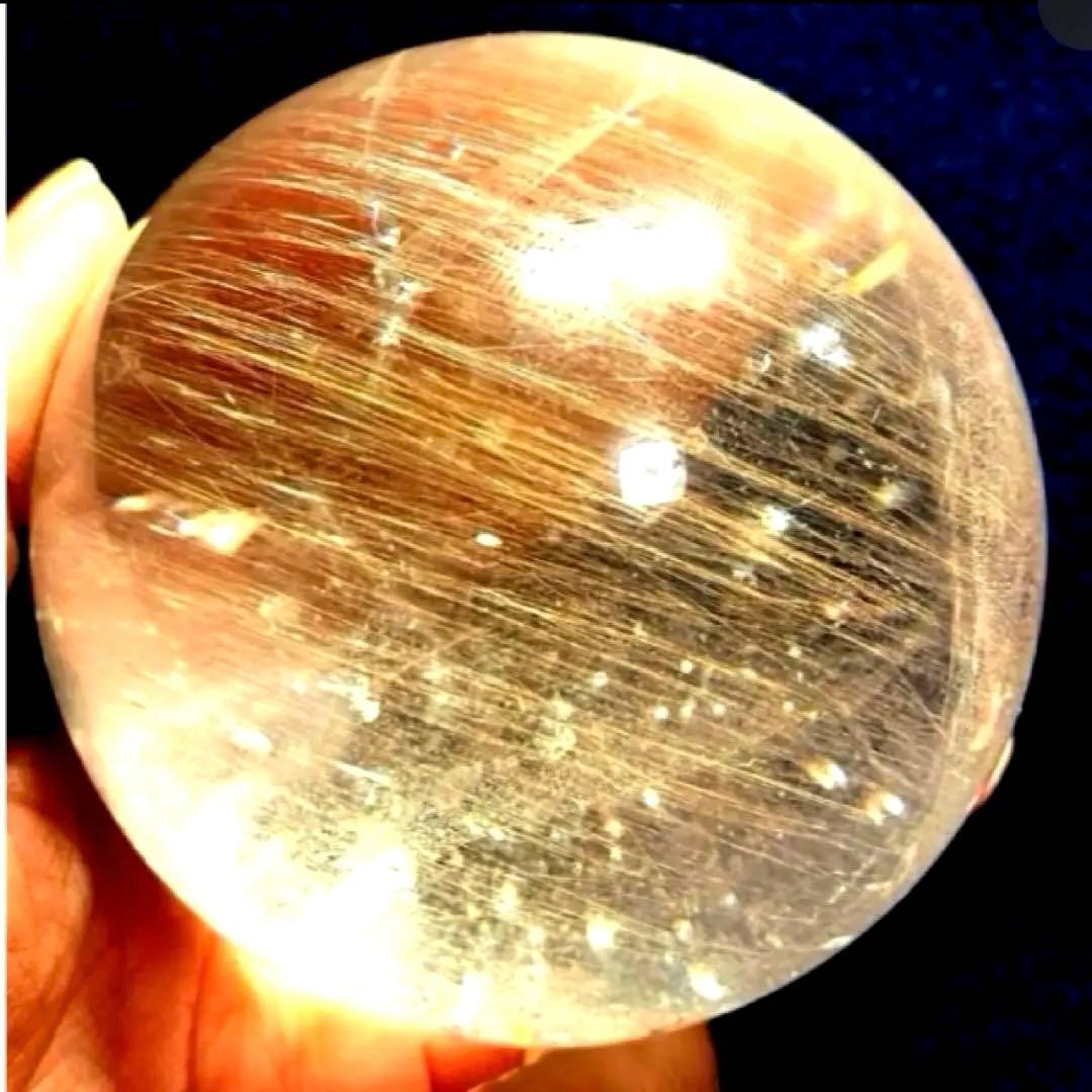 超特大　77mm ゴールドルチルクォーツ　金針水晶　パワーストーン