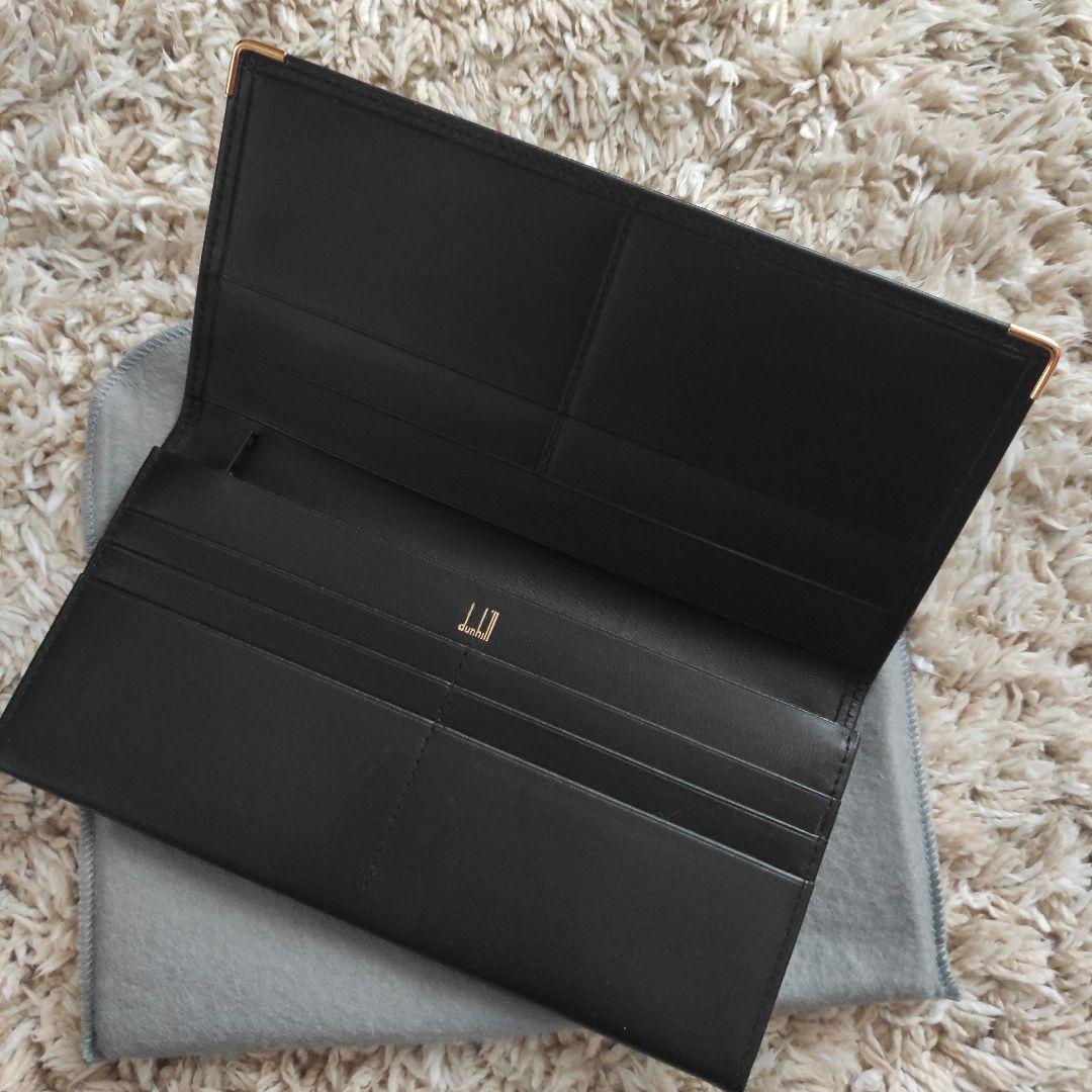 Dunhill 黒いレザー長財布 カードポケット付き
