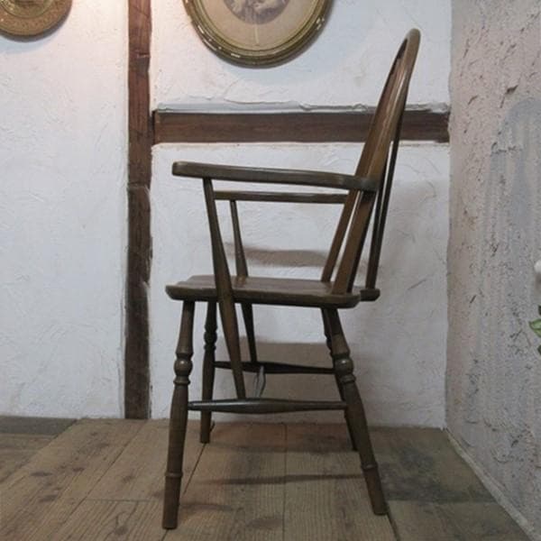 イギリス アンティーク 家具 アームチェア キッチンチェア 英国 4735e