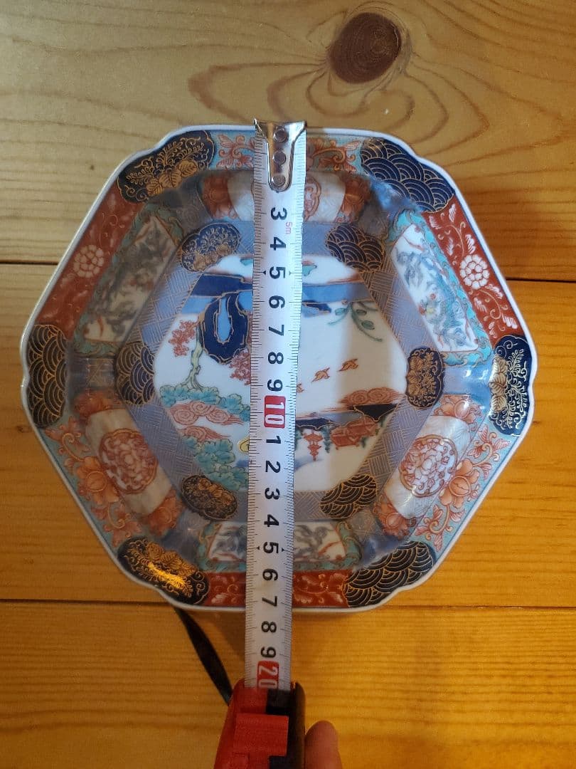 錦色絵六角焼皿　５枚セット　幸楽窯　古伊万里色絵山水盛皿