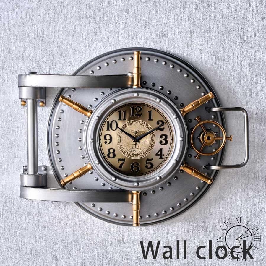 時計 壁掛け時計 掛時計 ウォールクロック インダストリアル ハッチ レトロ 扉