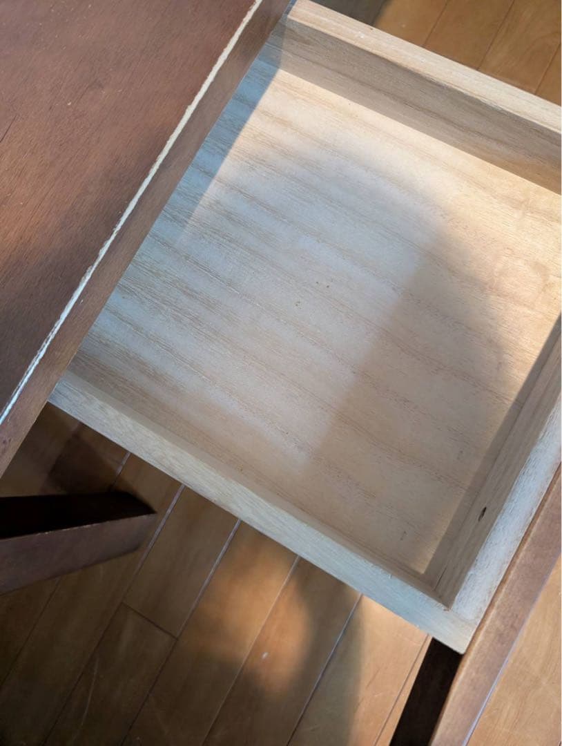 ■送料込■無印良品 MUJI 無垢材ローテーブル バーチ材 ブラウン 引出収納机