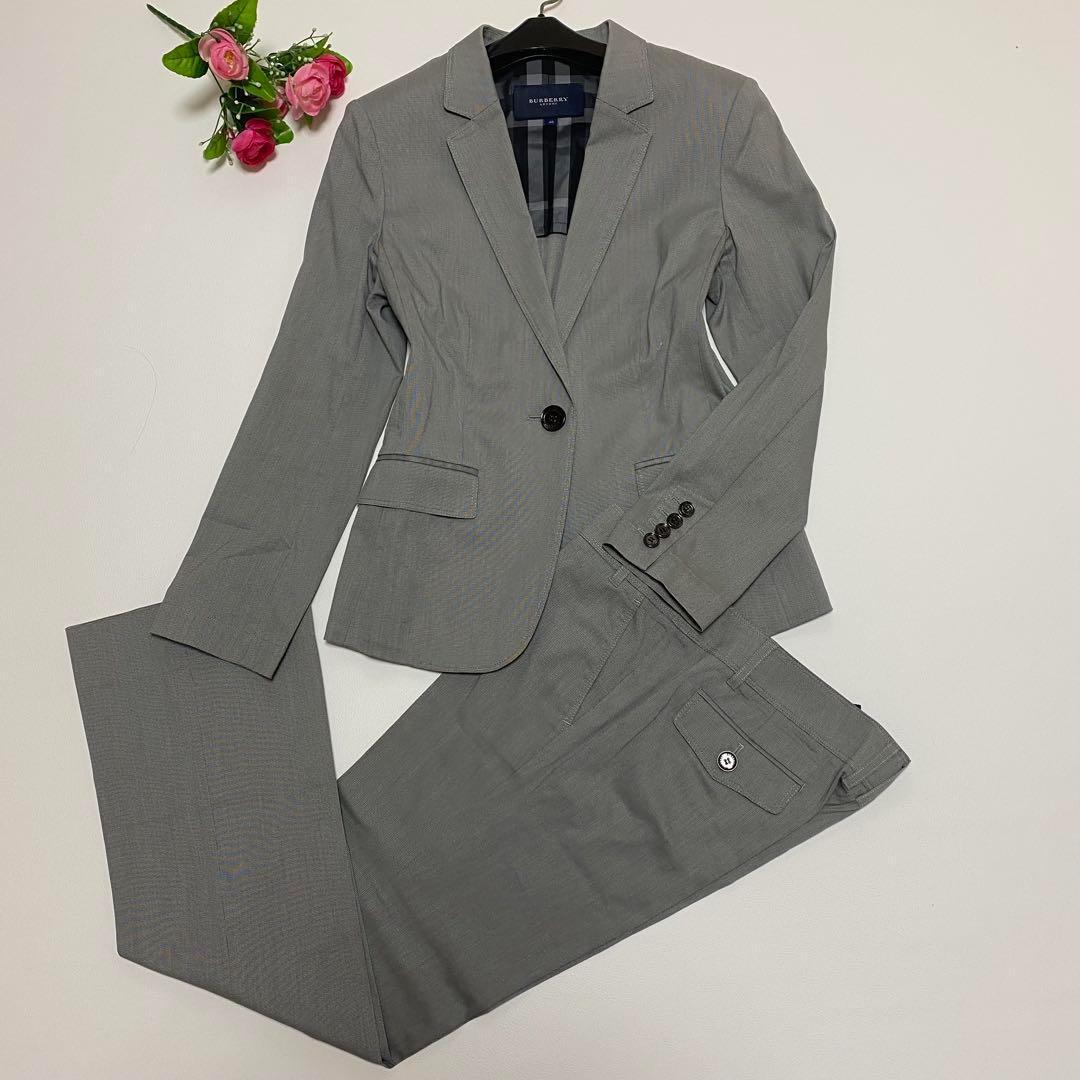 バーバリーロンドン セットアップ パンツスーツ サイズ40 チェック グレー
