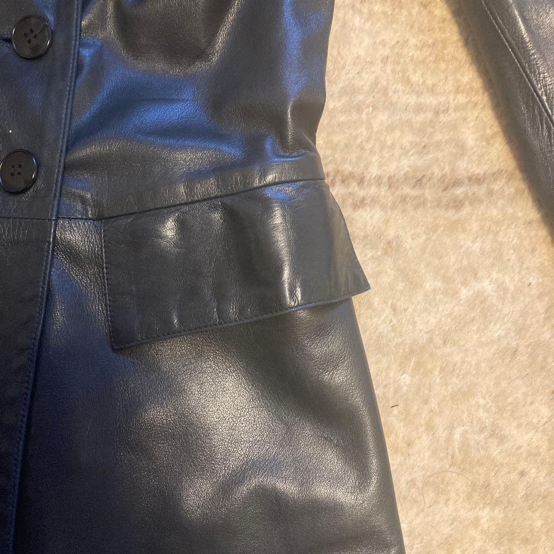 Agnes b レザーダブルブレストジャケット made in france