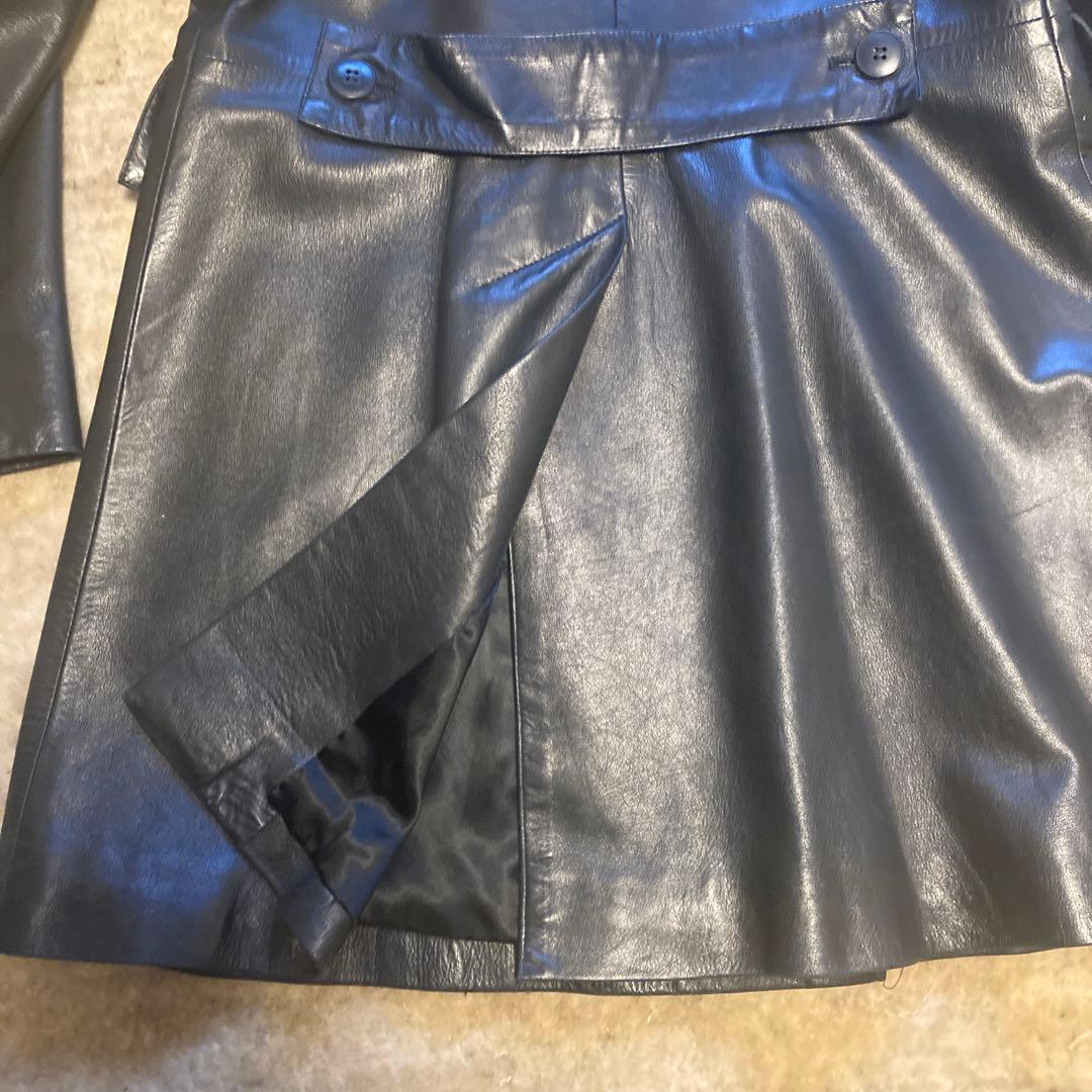 Agnes b レザーダブルブレストジャケット made in france
