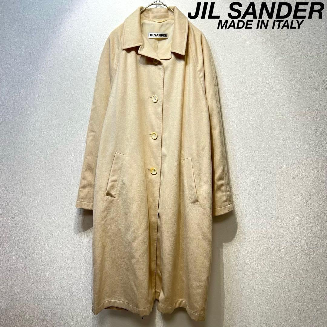 希少 JIL SANDER 上質 キャメル デザイン チェスター ロングコート