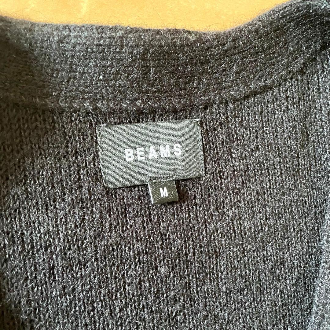 BEAMS モヘヤ混 シャギーニットカーディガン Mサイズ ブラック ビームス