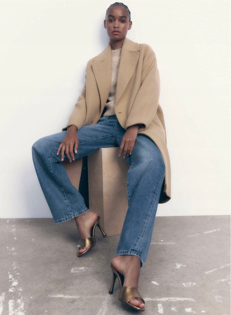 新品 ZARA オーバーサイズウールブレンドコート Sサイズ