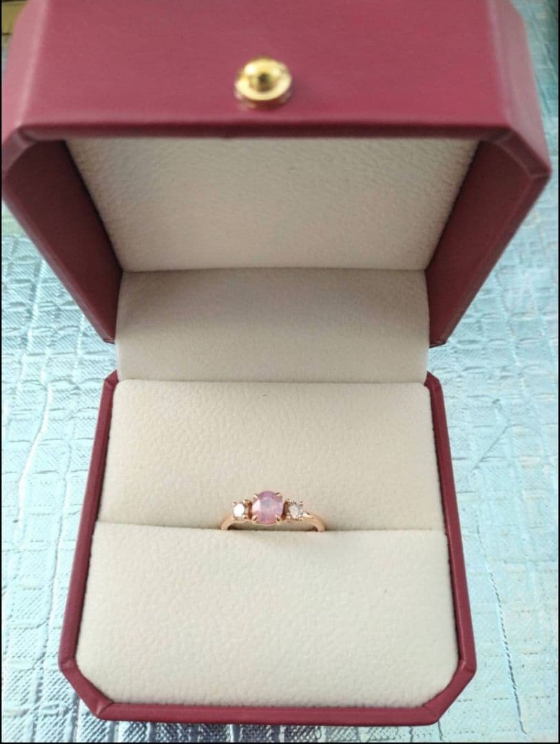 GIA鑑別 天然非加熱シルキーパパラチアサファイア　ダイアモンド　18K リング
