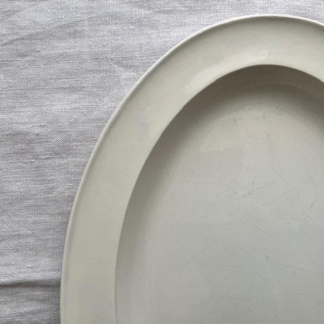 希少！美品◆クレイユ単刻印オーバルプレート大皿モントローオクトゴナルレリーフ雅姫