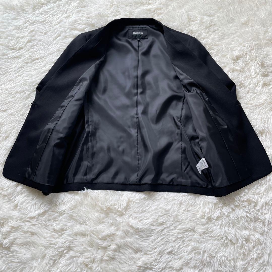 【美品】コムサイズム　パンツスーツ　セットアップ　ノーカラー　セレモニー　黒喪服