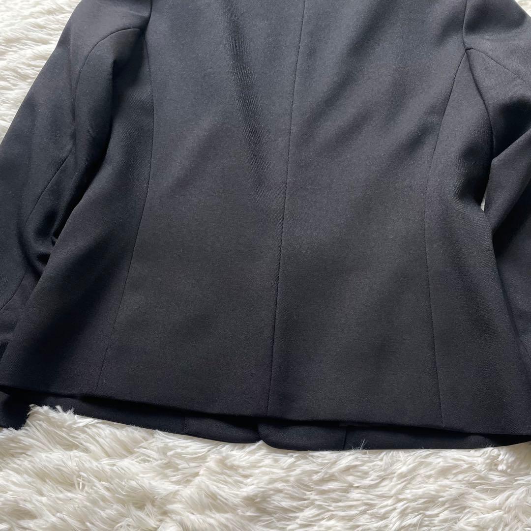 【美品】コムサイズム　パンツスーツ　セットアップ　ノーカラー　セレモニー　黒喪服