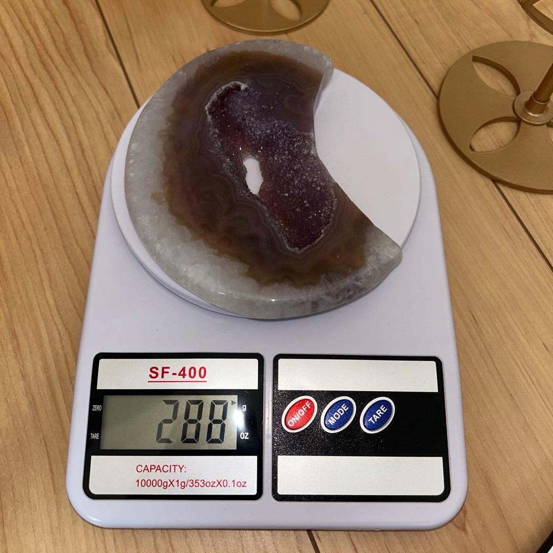 bigサイズ 瑪瑙 アゲート 月 専用台座付き 288g