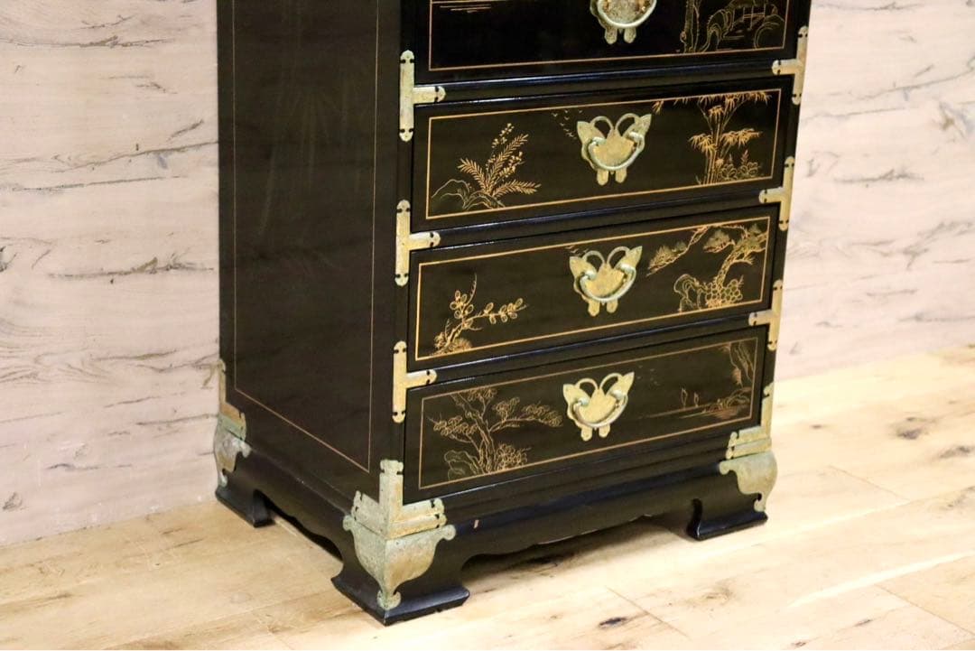GMIH192○中国家具 李朝家具 チェスト 花鳥図 小箪笥 アジアン シノ