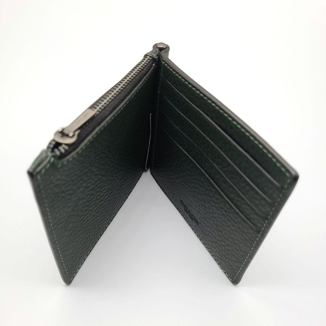 COACH マネークリップ 新品,アマゾングリーン 新作カラー レザー メンズ