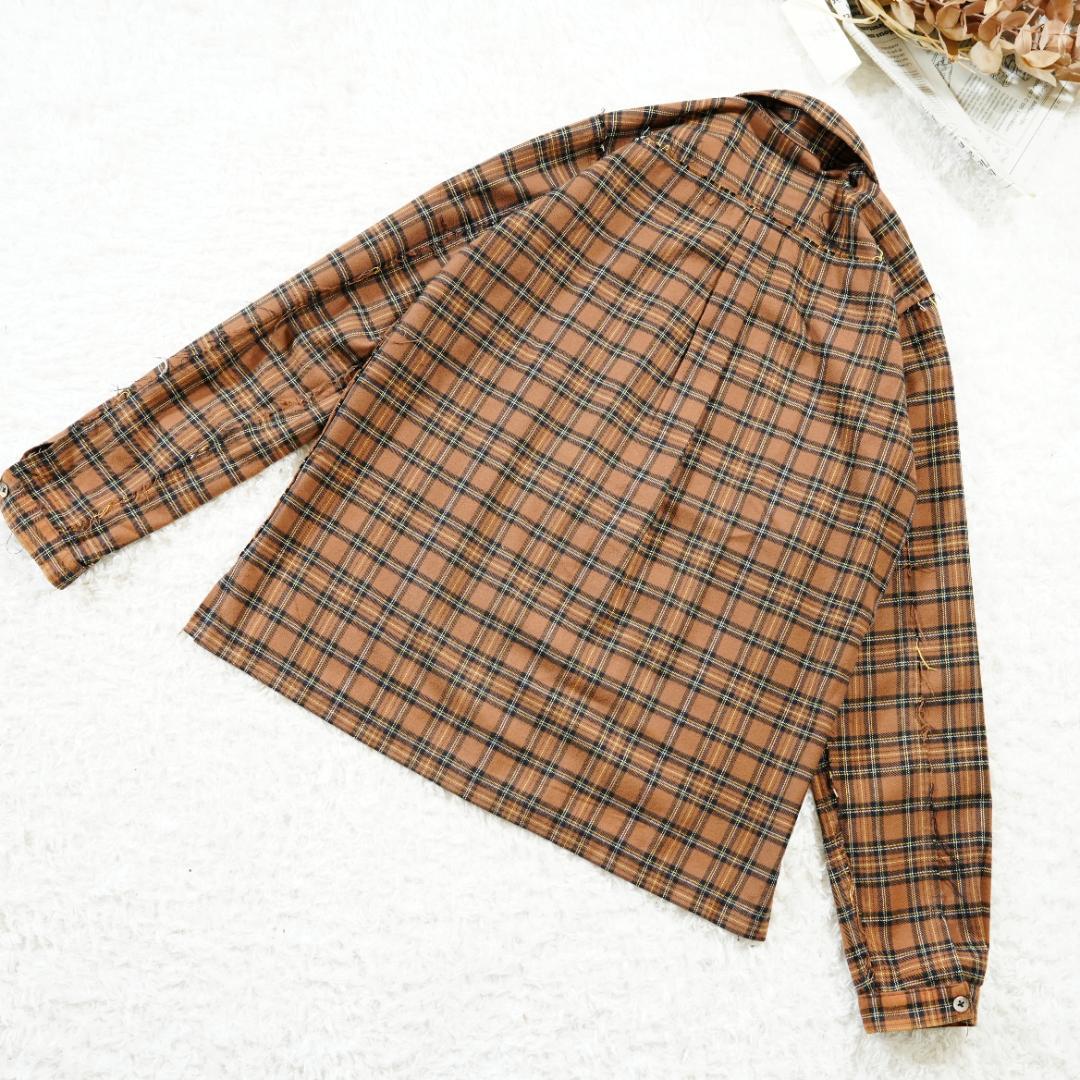 【極美品】MASTER MIND　刺繍ロゴリバーシブルチェックネルシャツ　L　茶