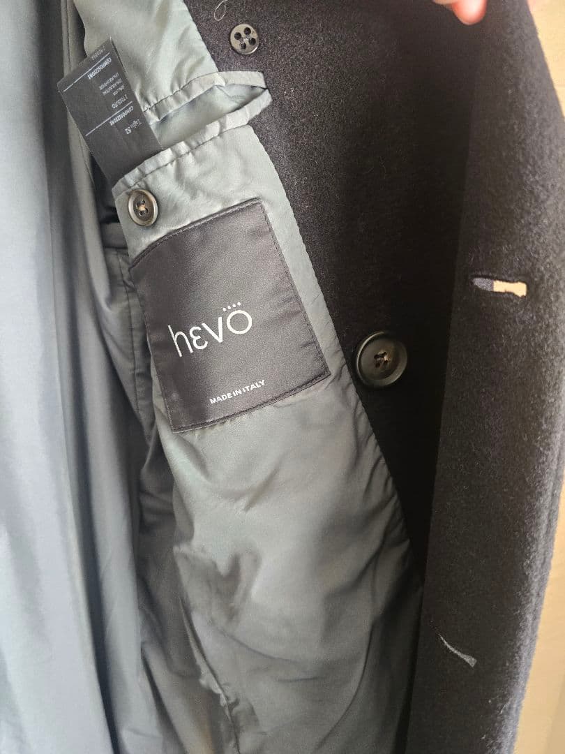 【Hevo】イーヴォ ブラック無地ウールトレンチコート