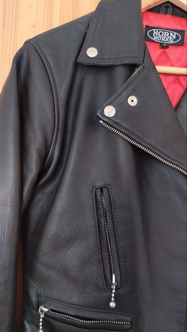 【美品】HORN　WORKSホーンワークス　ダブルライダース　牛革　レディースS