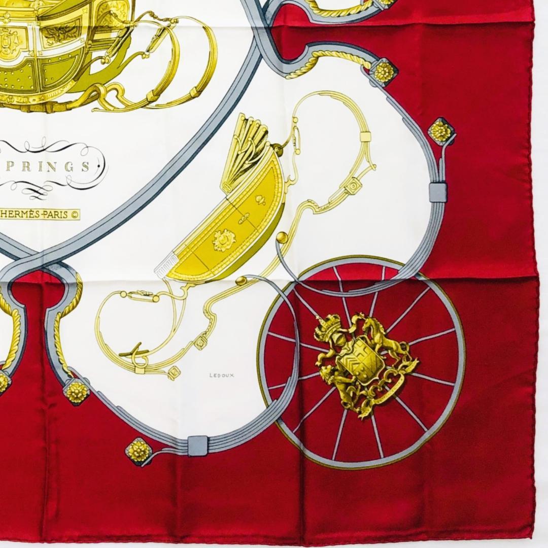 HERMES エルメス カレ90 スプリングス レッド系 スカーフ タグあり