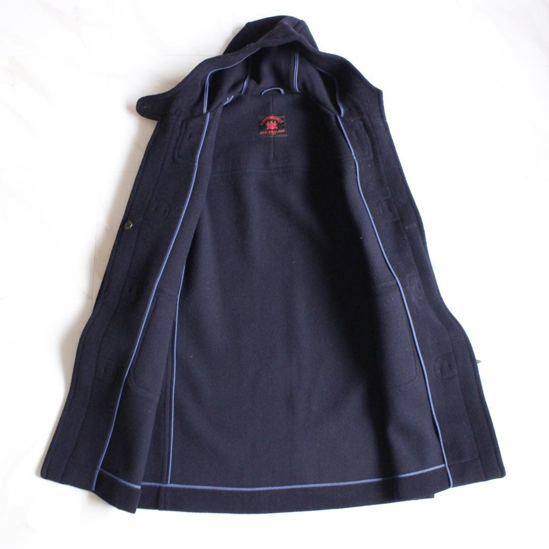 OLD ENGLAND ヘリンボーンダッフルコート ウール ネイビー L