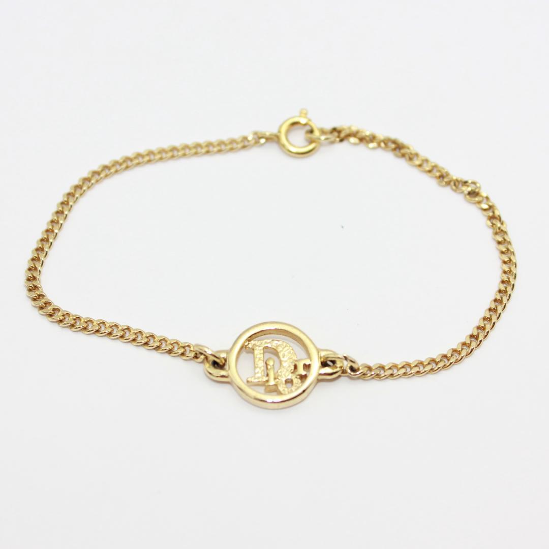 美品 Dior クリスチャンディオール ロゴ ゴールド ブレスレット