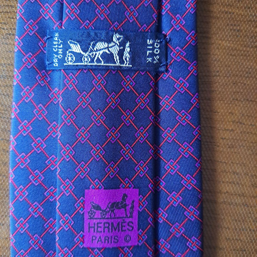 HERMES シルク ネクタイ ネイビー 7201 UA