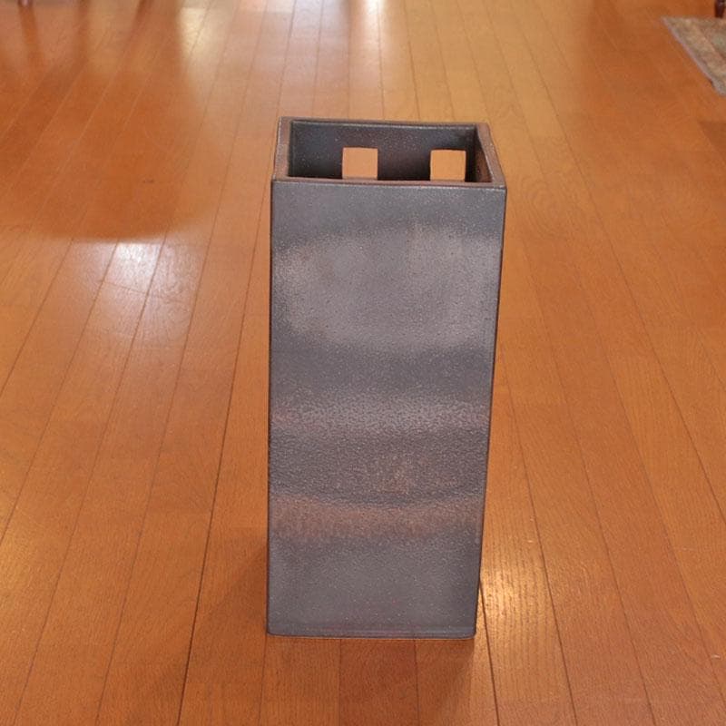 信楽焼 傘立て アンブレラスタンド 黒 陶器製 モダン 340-233