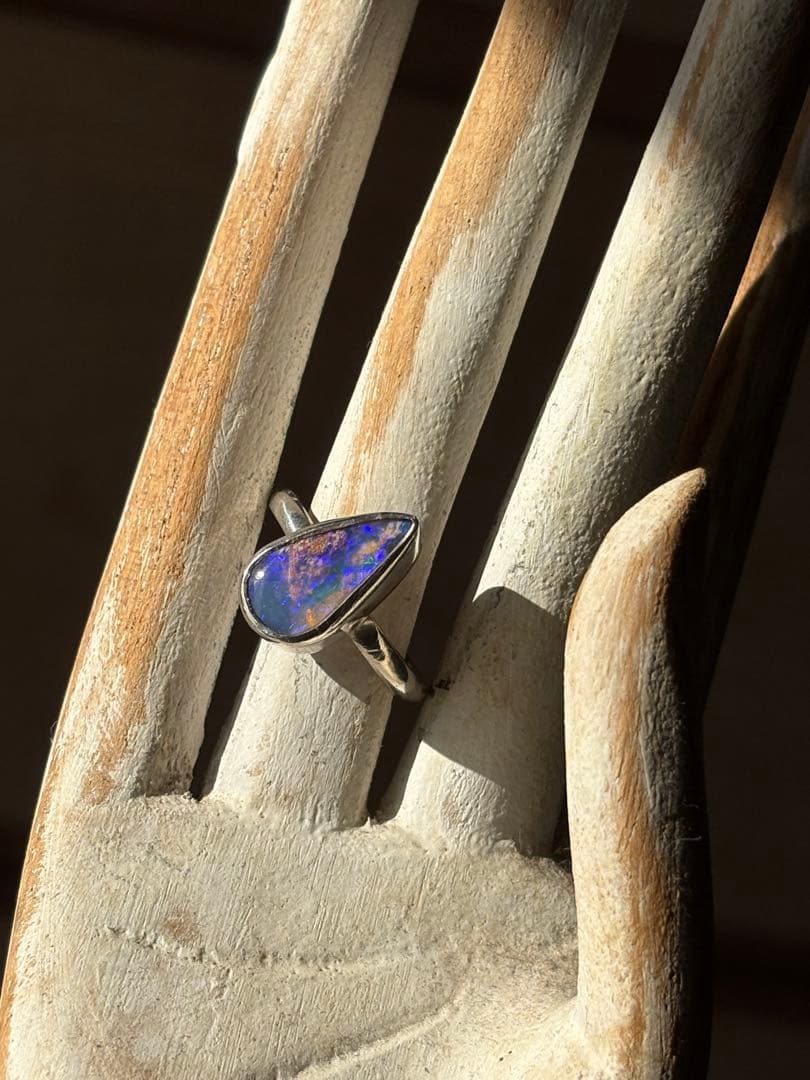 セール オーストラリア産 ボルダーオパール シルバーリング 海中 13.5号