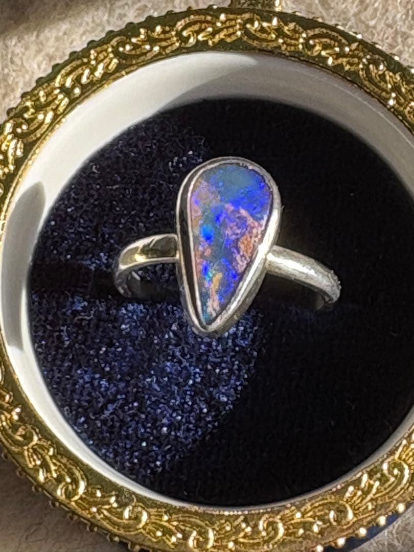 セール オーストラリア産 ボルダーオパール シルバーリング 海中 13.5号