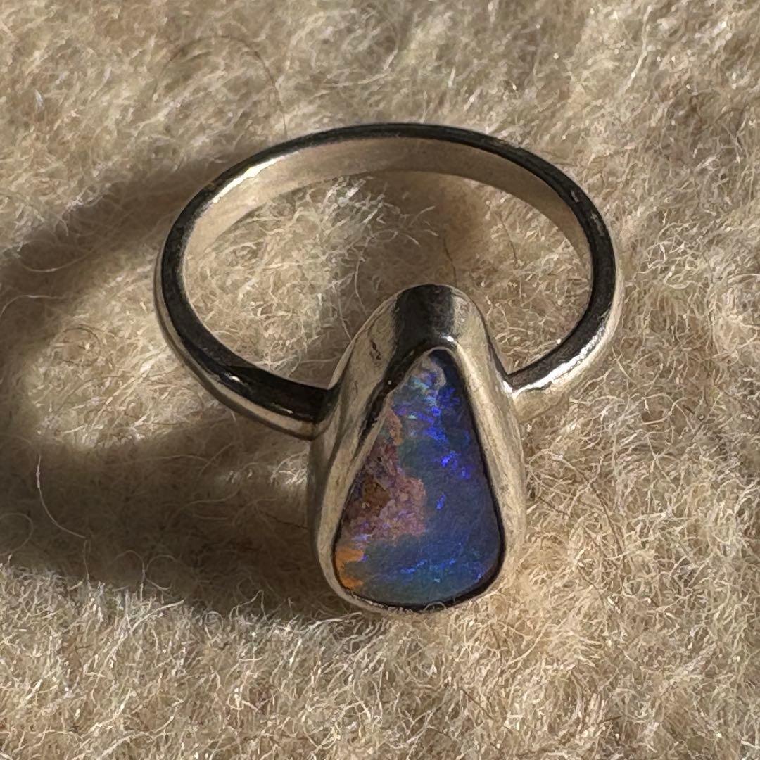 セール オーストラリア産 ボルダーオパール シルバーリング 海中 13.5号