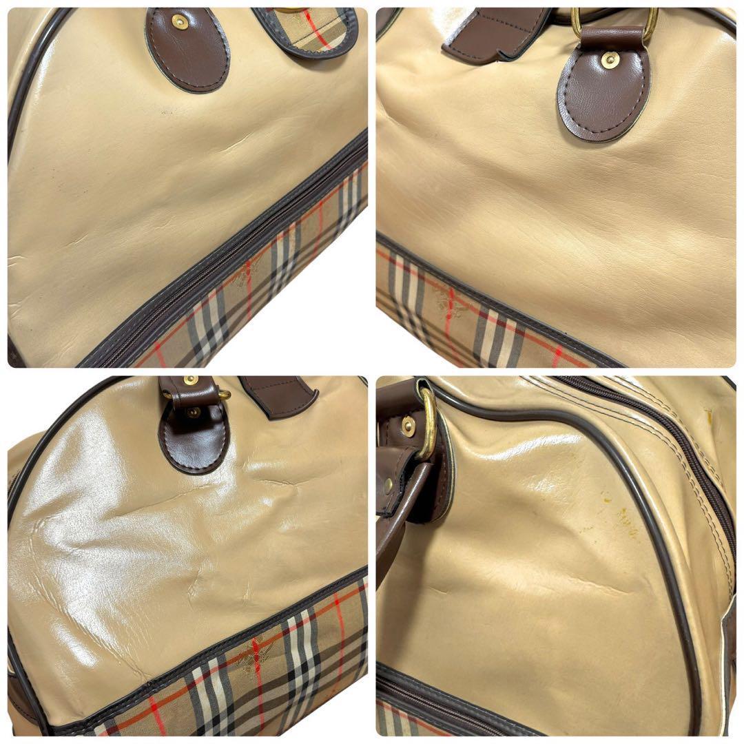 希少　バーバリー　ボストンバッグ　ノバチェック　大容量　旅行　出張　ロゴ　良品