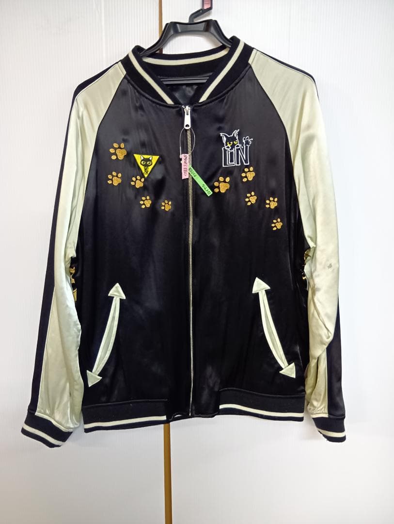 LIN　スカジャン　リバーシブル　L　猫