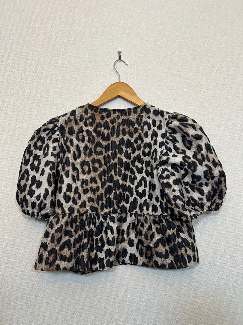 【GANNI】 ヒョウ柄 パフスリーブ トップス Mサイズ