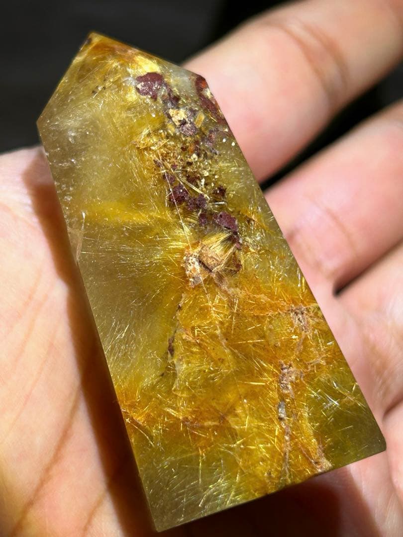 ☆最高級！フラワー　ゴールド　ガーデン　ルチル　原石　六角柱　帝王秘宝