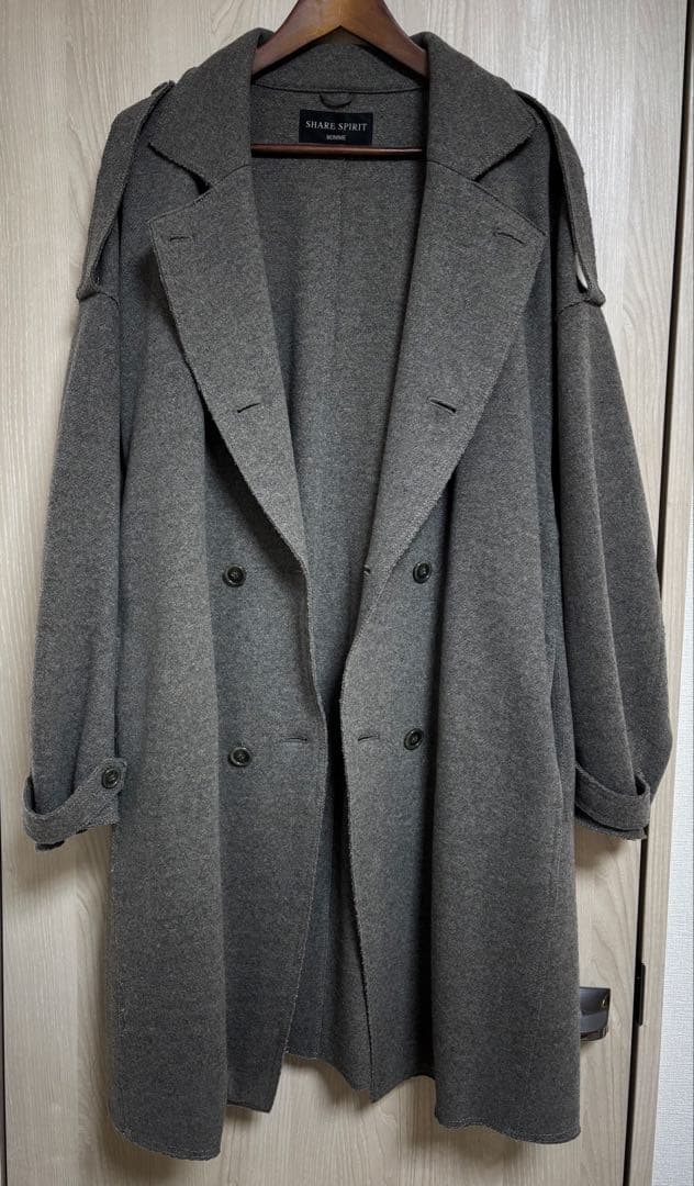 share spirit homme グレー ダブルブレスト トレンチコート