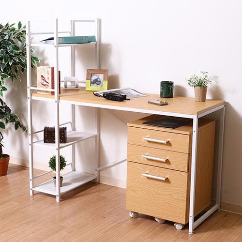 【新品・送料無料】ラック付きデスク ルール 奥行64cm メープル