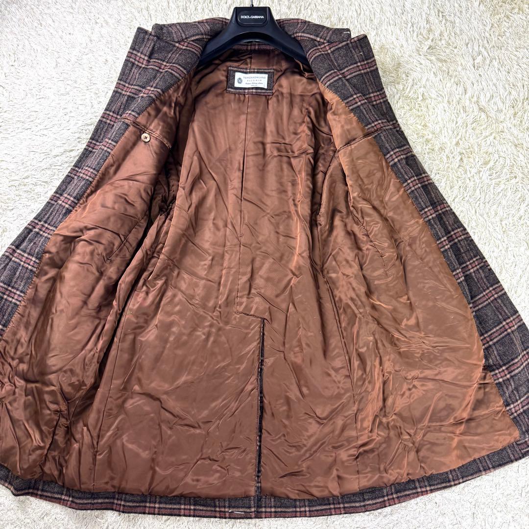 トゥモローランド ピルグリム カシミヤ混 チェック ステンカラーコート 44