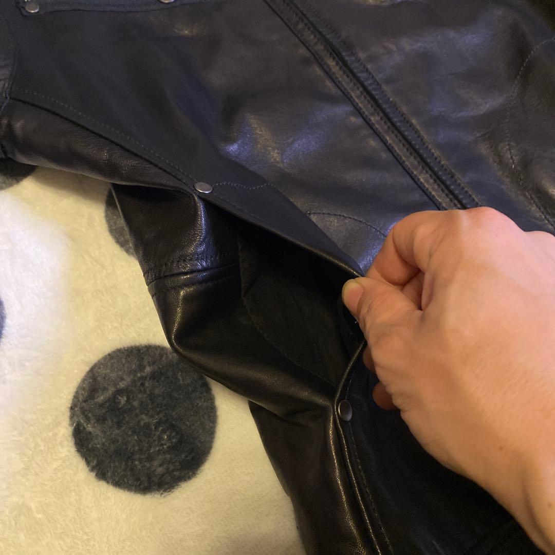 【羊革】AVIREX シングルライダース レザージャケット Lサイズ 黒