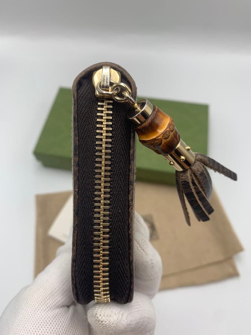美品 GUCCI　ラウンドファスナー長財布　ブラウン茶　GGキャンバス P55