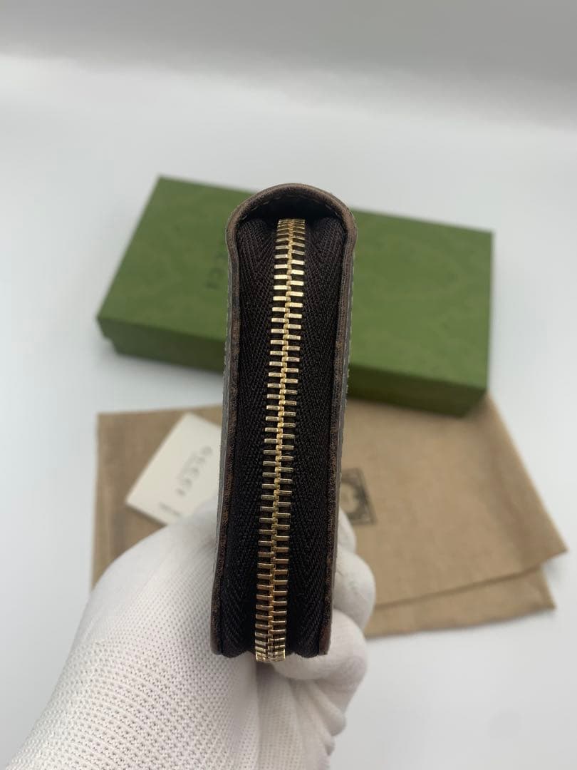 美品 GUCCI　ラウンドファスナー長財布　ブラウン茶　GGキャンバス P55